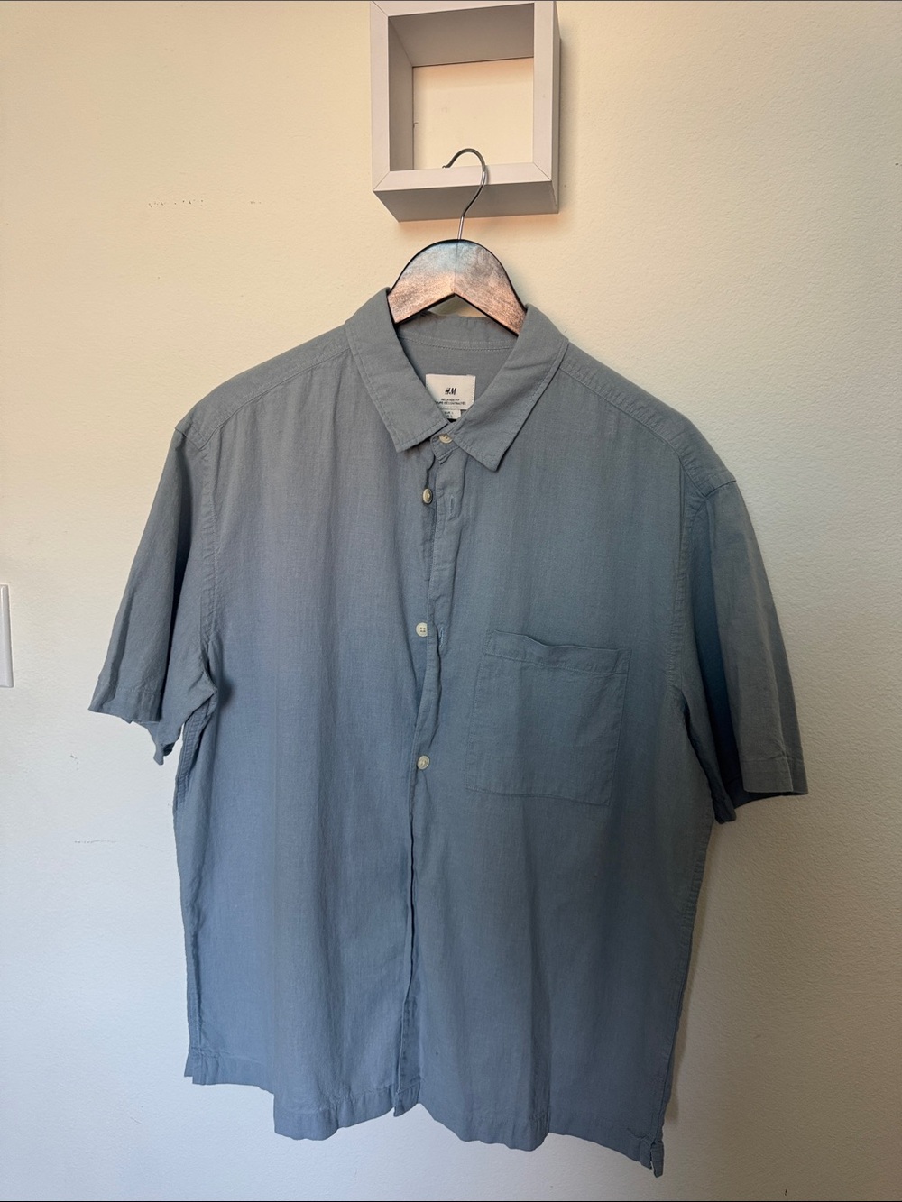H&M Men's Short-Sleeve Button-Down Shirt — Dusty Blue